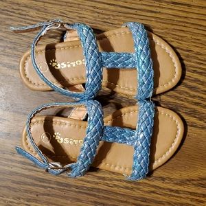 OSITOS Aqua Blue Iridescent Braided Sandals-Side Buckle - Size 7 - EUC
